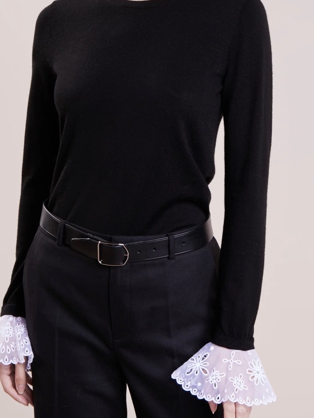 Club Monaco 100% fine merino wool sweater with organza cuffs